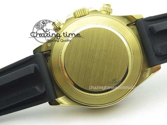 MiroTime 0512 TopPick Daytona YG BP Maker Black Dial Gold Subdial Sticks Markers On Rubber Strap A7750@ 4013